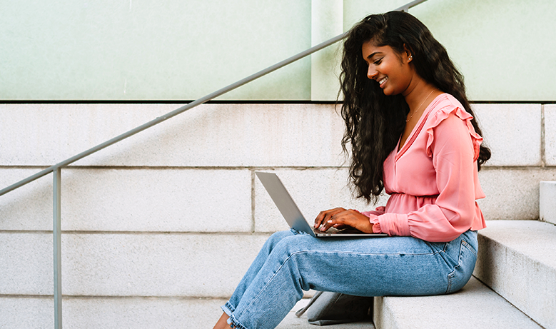 person on computer