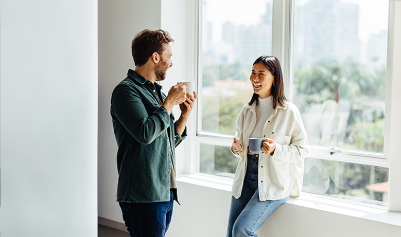 coworkers chatting at the office