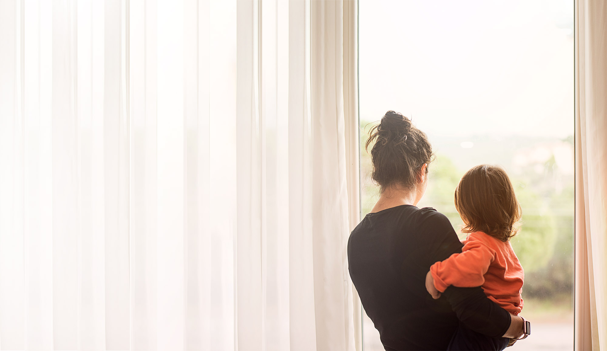 mom looking out window
