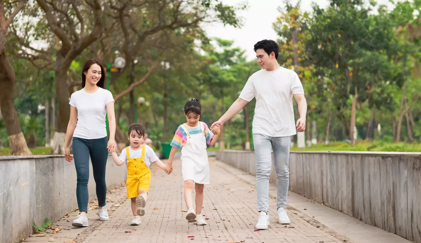 family walking