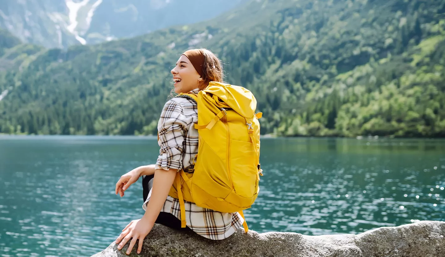 woman with backpack