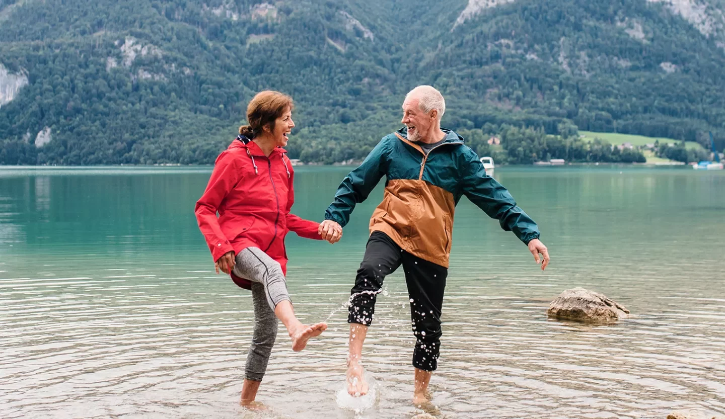 couple in lake