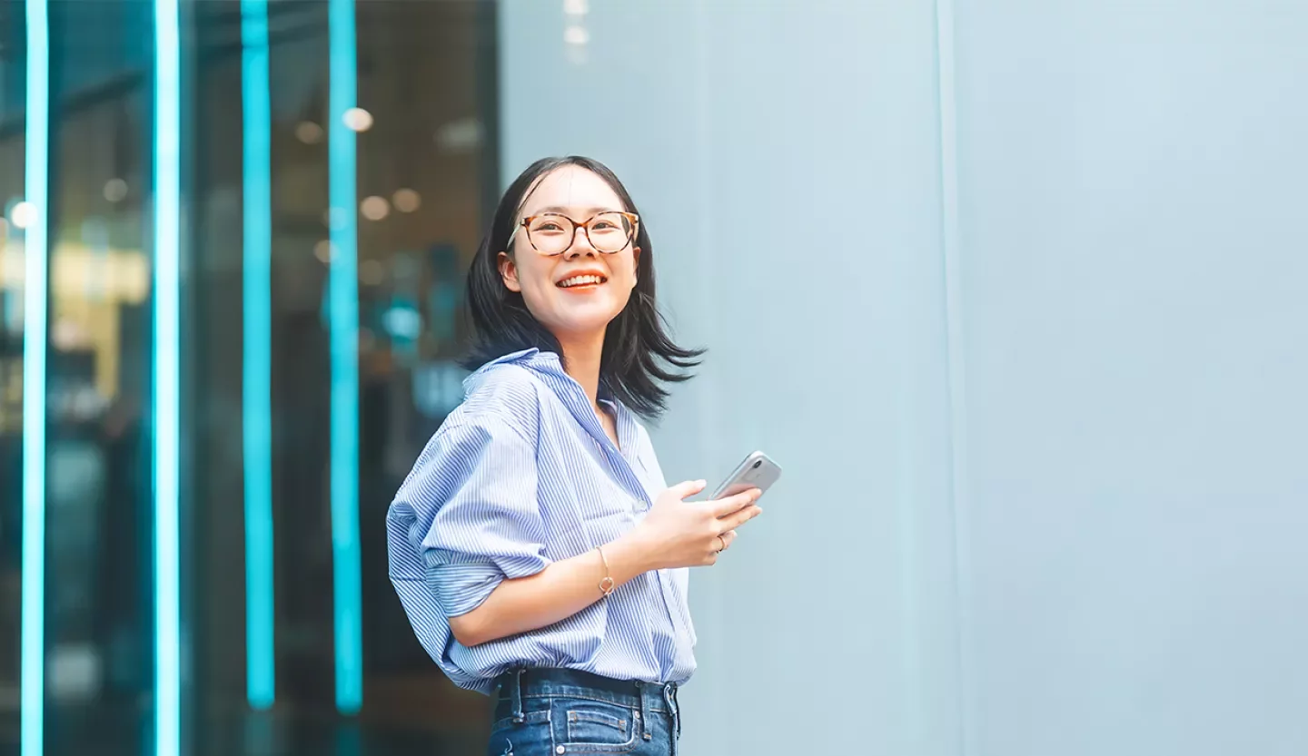 person outside on phone