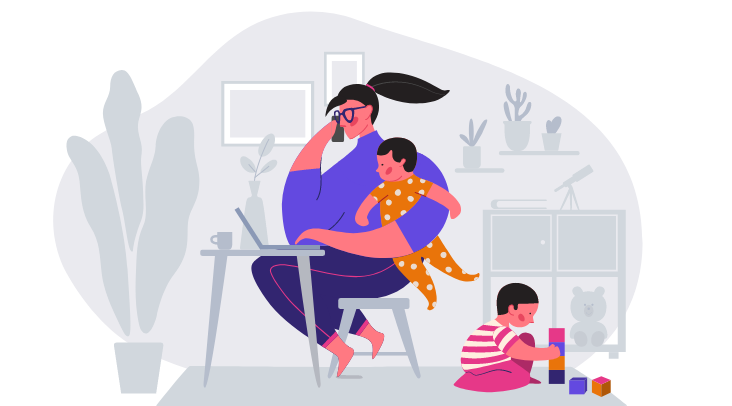 mom with kids
